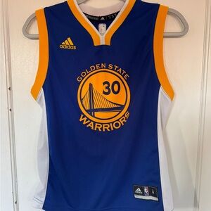 adidas Blue and Yellow Golden State Warriors Kids Jersey